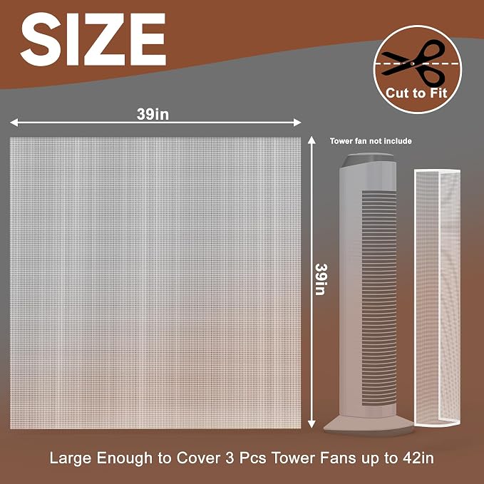 BJADE'S Tower Fan Air Filter Screen Mesh, 39 x 39 inch Washable Cutable - Image 2