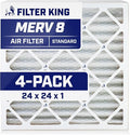 Filter King 24x24x1 Air Filter | 4-PACK | MERV 8 HVAC Pleated A/C Furnace by FilterKing
