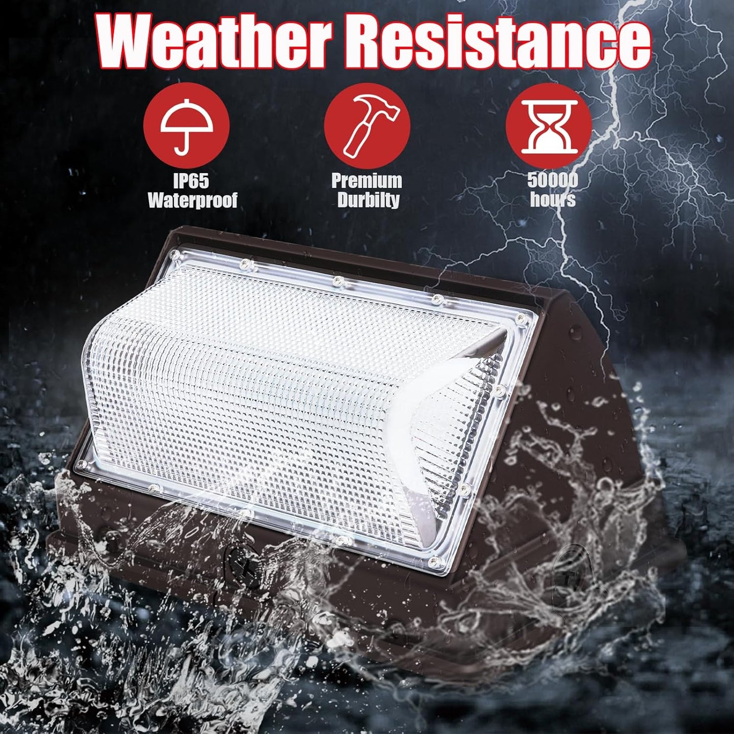 120W LED Wall Pack, 15840 Lumen Super Bright Outdoor Wallpack Lights, 5000K Waterproof Commercial Security Wall Mount Exterior Flood Lighting for House Yard Building Warehouse 4Pack