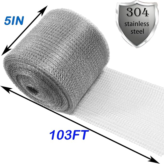 Wire Mesh Hole Fill Fabric 5 in X 103Ft, Weep Holes Filler and Covers, Upgraded - Image 2