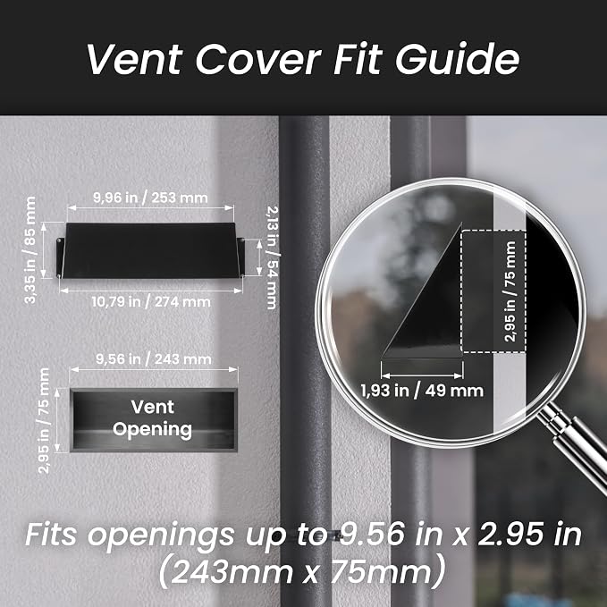 Repa Market 10 x 3 Inch Black Galvanized Steel Vent Cover - Image 2