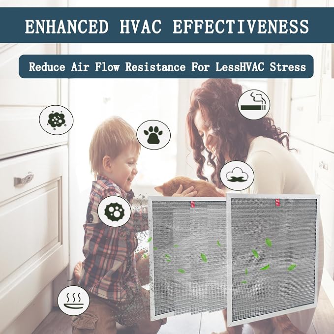 AUC Metal Washable Electrostatic Furnace Air Filter 1 inch, Aluminum Reusable - Image 8
