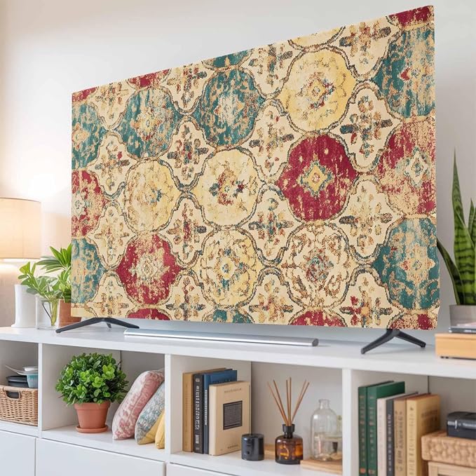 Ethnic Texture Retro Color Block Indoor TV Cover, Elastic TV Screen Protector - Image 6