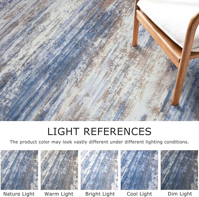 KOZYFLModern Abstract 4x6 Ft Washable Large Rugs for Entryway Non-Slip Soft Living Room Rug, Print Blue Rust Throw Rugs Indoor Mat for High-Traffic Door Entrance, Laundry, Nursery, Bedroom