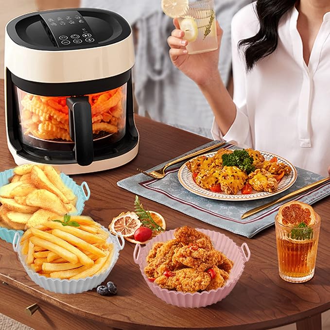 UOUYOO Air Fryer Silicone Pot, 3 pack Air Fryer Silicone Liners Fits 3QT - 5QT - Image 7