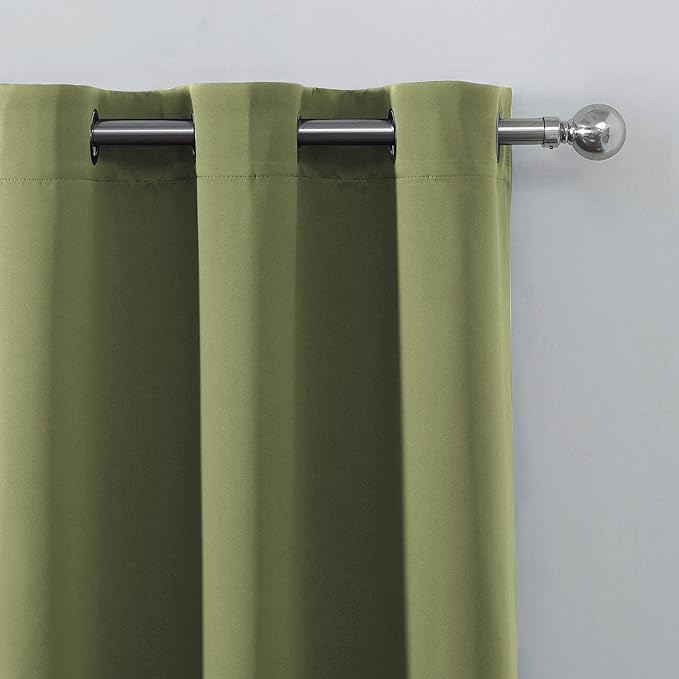 LEMOMO Oilve Green Blackout Curtains 38 x 54 Inch Length/Set of 2 Curtain Panels/Thermal Insulated Room Darkening Blackout Curtains