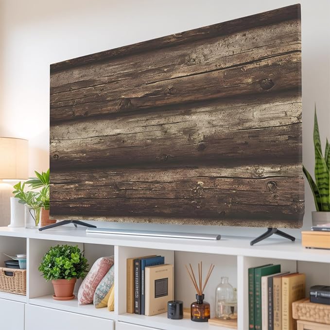 Farmhouse Vintage Wood Grain Indoor TV Cover, Elastic TV Screen Protector - Image 6