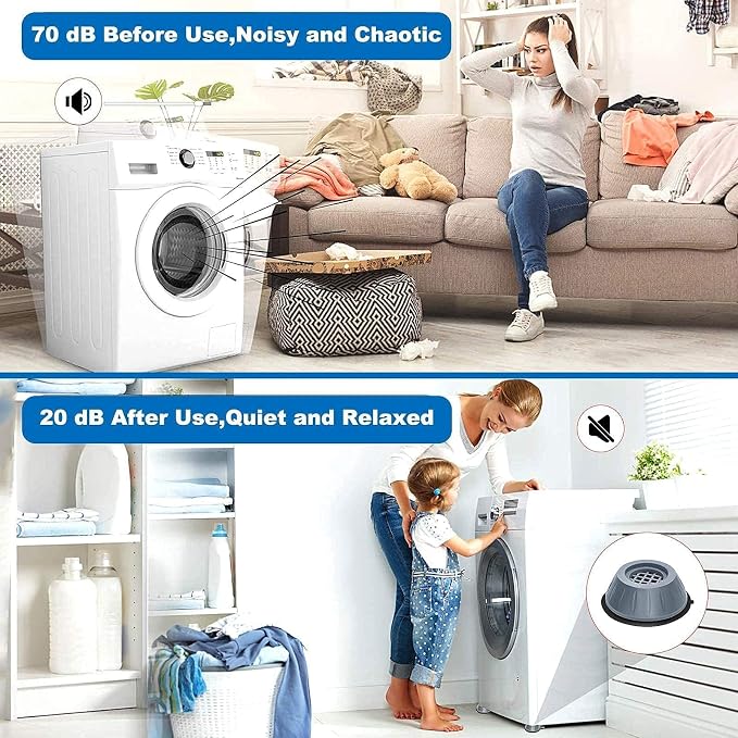 Dadop 4Pcs Anti Vibration Pads for Washing Machine and Dryer Shock and Noise - Image 2