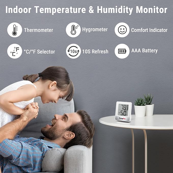 TempPro TP49 3 Pieces Digital Hygrometer Indoor Thermometer Humidity Meter Mini - Image 2