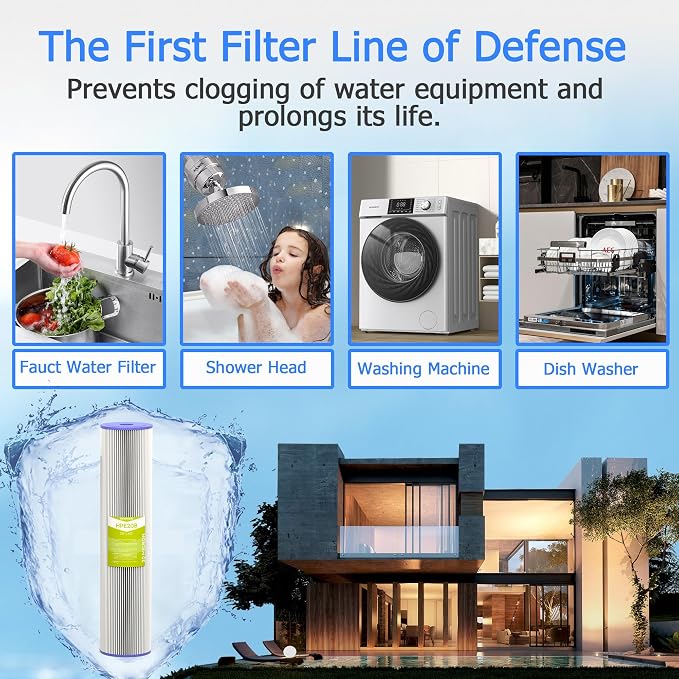 20 Micron Whole House Water Filter Cartridge, Pleated Sediment Filters - Image 7