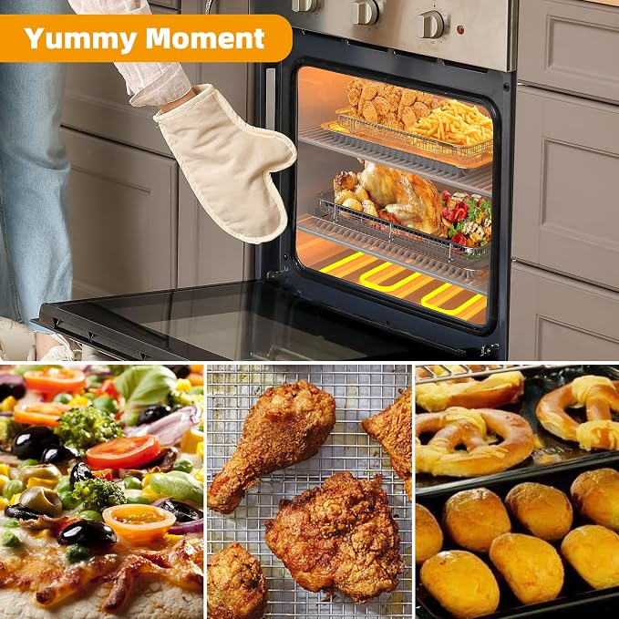 Air Fryer Basket for Oven, 2 Set Air Fryer Pan and Crisper Tray, YEPATER 18.7" - Image 8