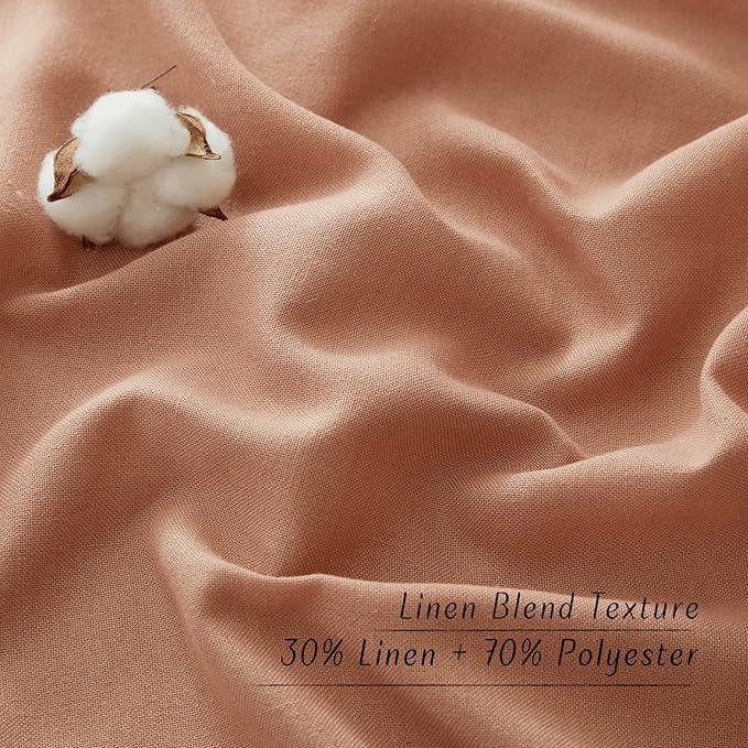 NICETOWN Terracotta Thick Linen Curtains 72" Length, Grommet Privacy Window Treatments Linen Weave with Light Penetration Vertical Drapes for Farmhouse/Home Office, W42 x L72, 2 Panels