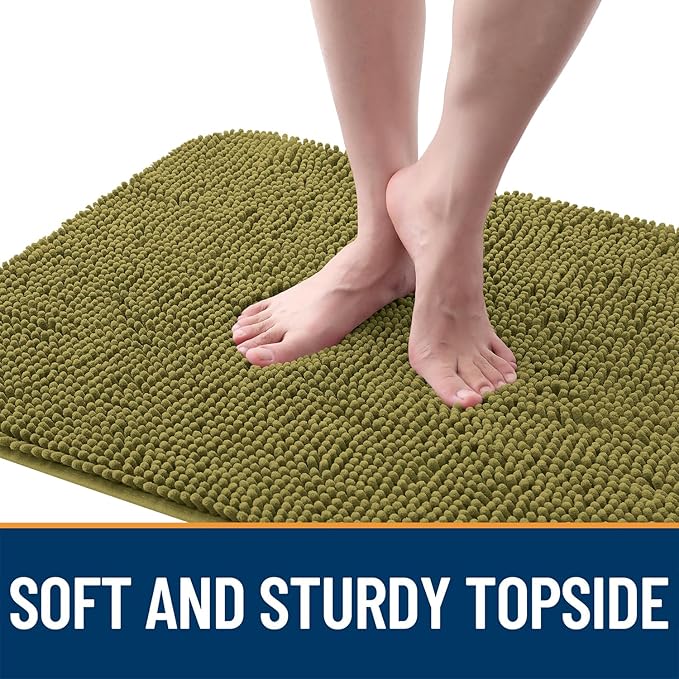 OLANLY Dog Door Mat for Muddy Paws 44x32, Absorbs Moisture and Dirt, Absorbent Non-Slip Washable Doormat, Quick Dry Chenille Mud Mat, Entry Indoor Entryway Carpet for Inside Floor, Willow Green
