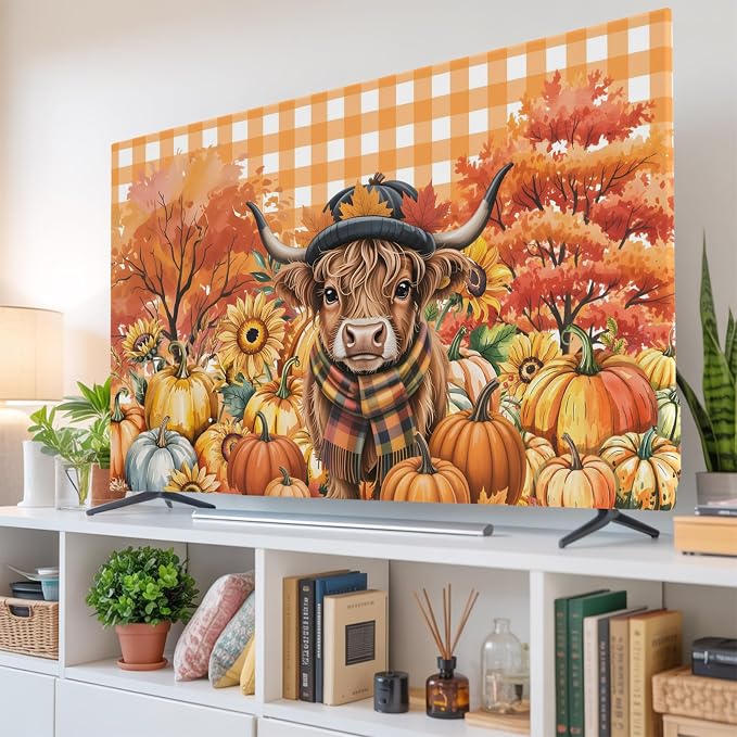 Scottish Highland Cow Indoor TV Cover, Elastic TV Screen Protector Country - Image 6