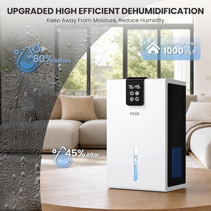 Dehumidifier, Dehumidifiers for Home, 98 OZ Water Tank, Quiet Dehumidifier for - Image 3