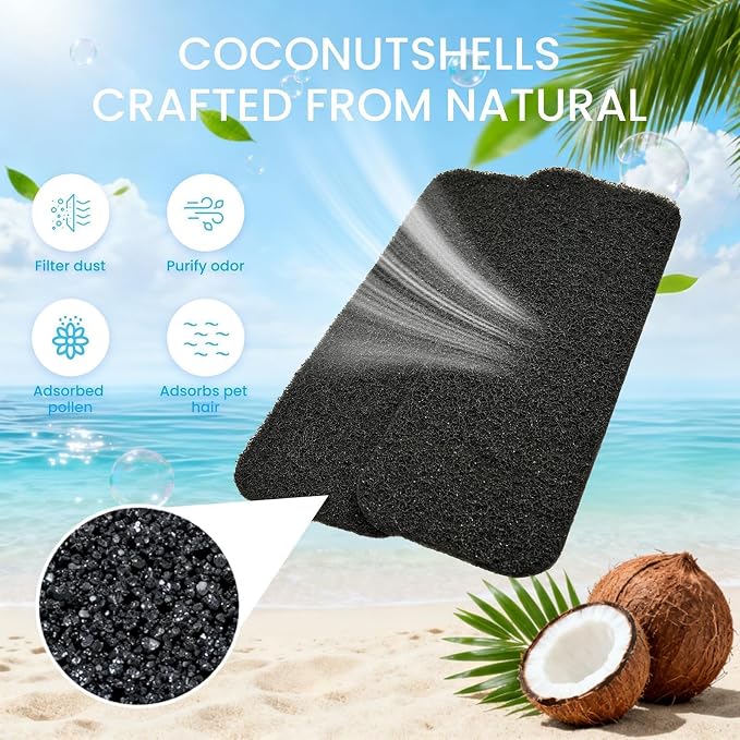 20pcs Ceiling Fan Filters for Blades, 9.9" X 3.4" Activated Coconut Carbon Air - Image 3