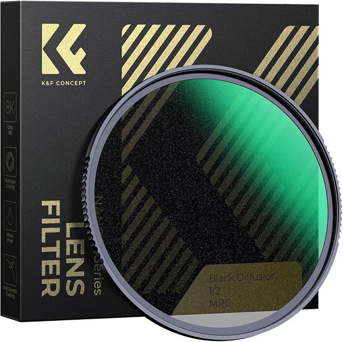 K&F CONCEPT 58mm Black Diffusion 1/2 Filter Mist Cinematic Effect Lens Filter by KFCONCEPT