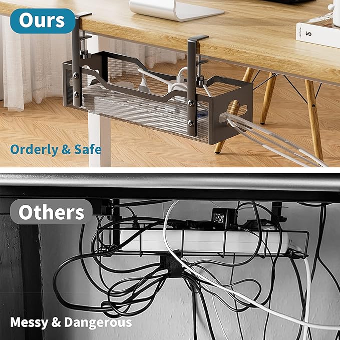 Under Desk Cable Management Tray Black, Litwaro Cable Management Under Desk No - Image 2