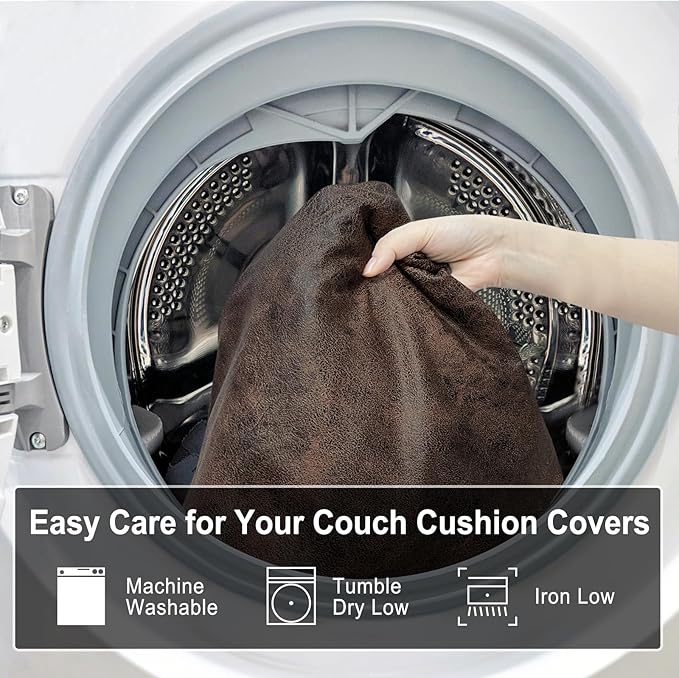 Leather Look Couch Cushion Covers Sofa Seat Slipcovers Sets Couches Furniture Protector for Sectional Armchair Loveseat Pets Kids Stretch Spandex Fabric (1 Cushion Armchair, Brown)