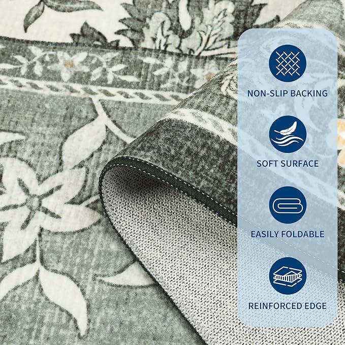 GarveeHome Provence Fog 2x3 Door Mat Indoor Rugs for Entryway Small Botanical Grove Cottagecore Washable Non-Slip Low-Pile Rug for Bedroom Kitchen Bathroom Entrance