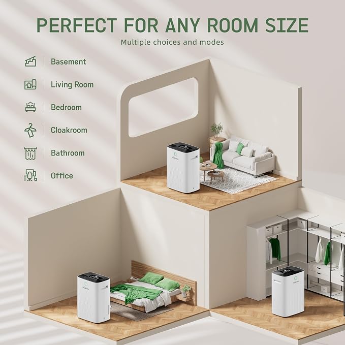 80 Pints Energy Star Dehumidifier Basement Home, Smart Silent Dehumidifier - Image 9