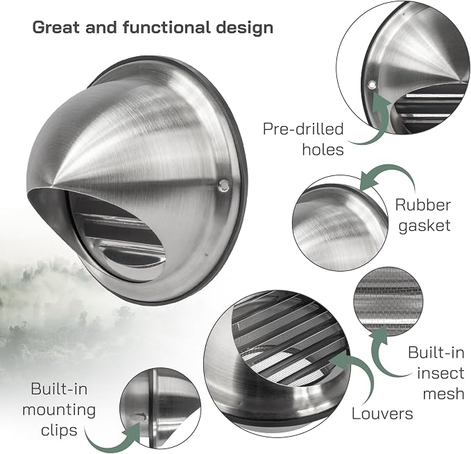 Vent Systems 4 Inch Stainless Steel Round Dryer Vent Cover - Image 3