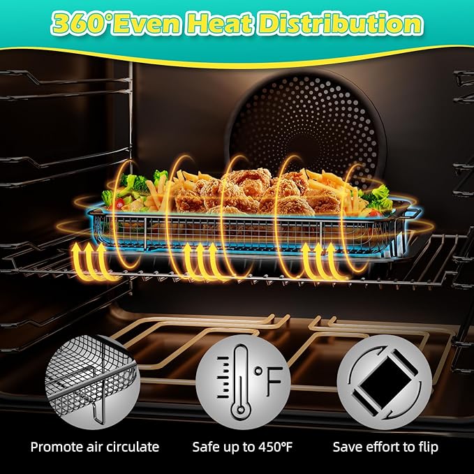 Air Fryer Basket for Oven, OPENICE 15.3" x 11.0" Air Fryer Tray and Pan Set - Image 3