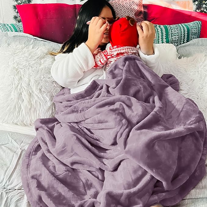 Bedsure GentleSoft Fleece Throw Blanket for Couch Fog Purple - Lightweight Plush Fuzzy Cozy Soft Blankets and Throws for Sofa, 50x60 inches