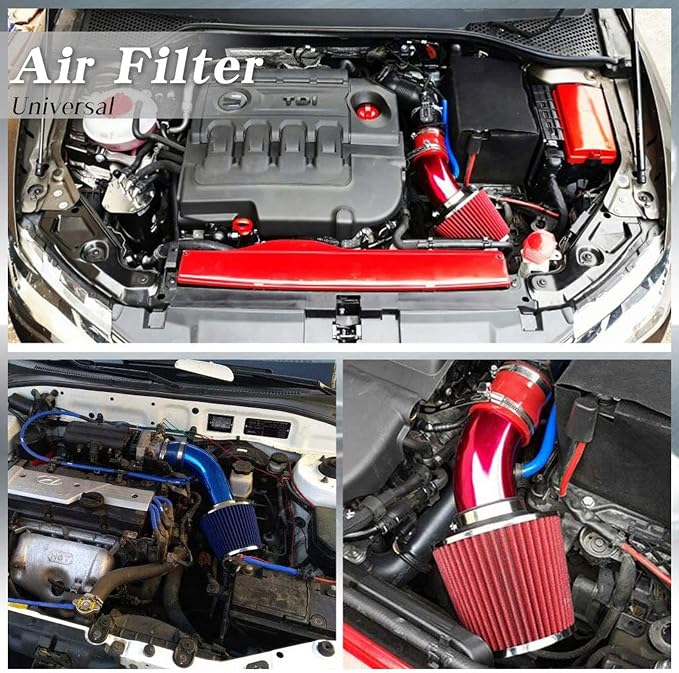 Sporacingrts 76mm 3" Universal Cold Air Intake Kit Aluminum Turbo Filter - Image 5