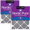 Nordic Pure 16x25x1 Pleated MERV 8 Plus Carbon Air Filters 2 Pack | Actual by NordicPure