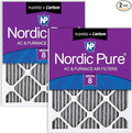 Nordic Pure 20x24x1 Furnace Air Filters MERV 8 Pleated Plus Carbon 2 Pack by NordicPure