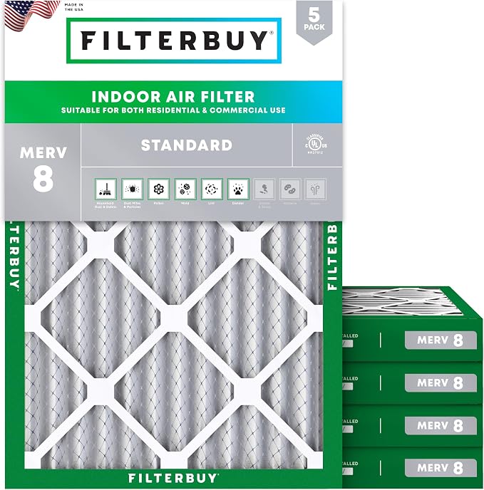 Filterbuy 24x28x2 Air Filter MERV 8 Essential Dust & Allergy Defense, by Filterbuy