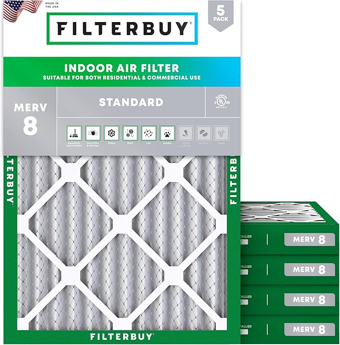 Filterbuy 28x30x2 Air Filter MERV 8 Essential Dust & Allergy Defense, by Filterbuy