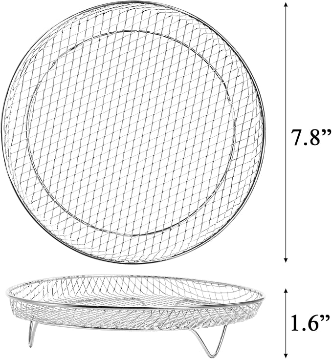 Elsjoy 3 Pack 8 Inch Round Air Fryer Racks, Stainless Steel Air Fryer Mesh Tray - Image 2