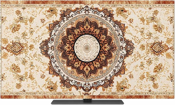 Boho Vintage Ethnic Floral Texture Indoor TV Cover, Elastic TV Screen Protector - Image 2