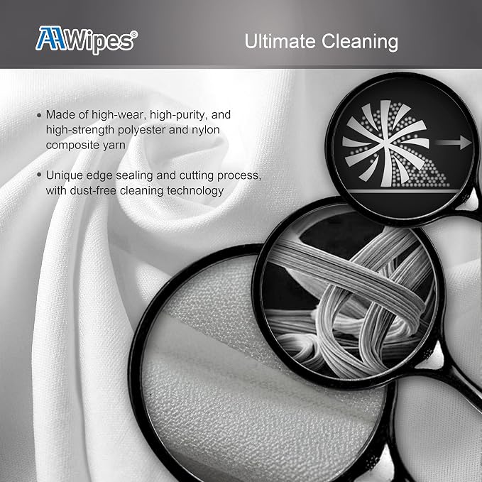 AAwipes Cleanroom Microfiber Wipes Mixed Weave Superfine 4"X4“ Lint Free Cloths - Image 4
