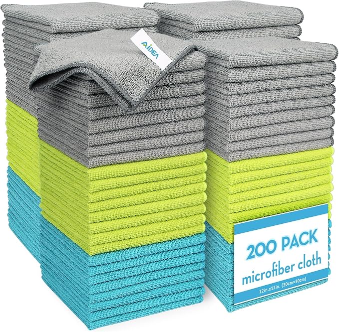 AIDEA Microfiber Cleaning Cloth-200PK, Soft Microfiber Towels by AIDEAHOME
