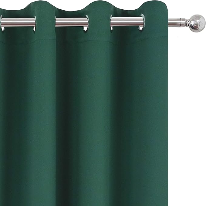 LEMOMO Blackout Curtains 66 x 84 inch/Dark Green Curtains Set of 2 Panels/Thermal Insulated Room Darkening Bedroom Curtains