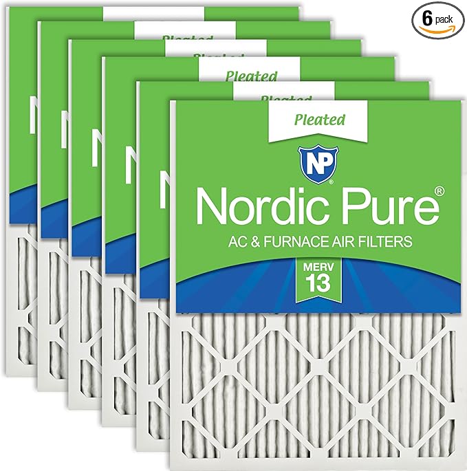 Nordic Pure 20x24x1 Pleated MERV 13 Air Filters 6 Pack by NordicPure