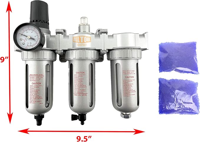 1/4" NPT MID FLOW Filter Regulator Coalescing Desiccant Dryer System - Image 2
