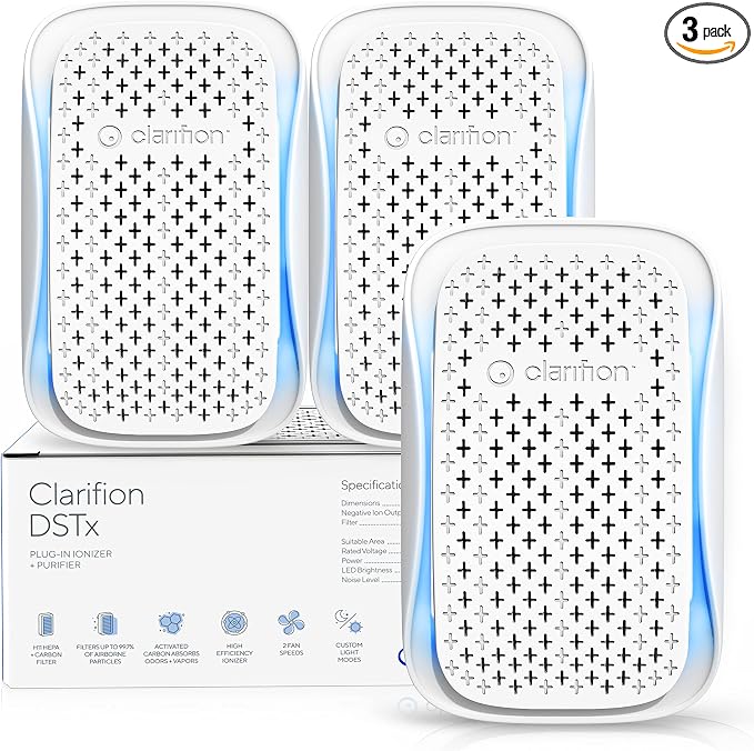 Clarifion - DSTx 2.0 Portable Air Purifier - Plug In Air Ionizer HEPA Air Filter by Clarifion