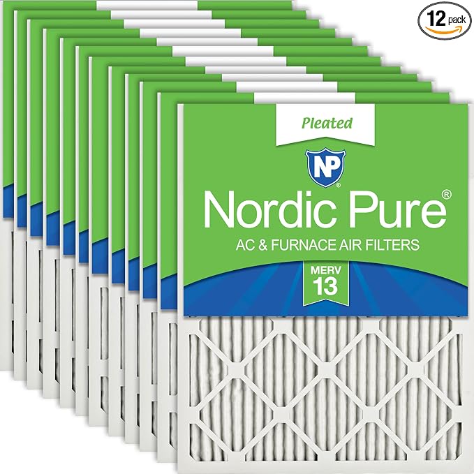 Nordic Pure 20x24x1 Pleated MERV 13 Air Filters 12 Pack by NordicPure