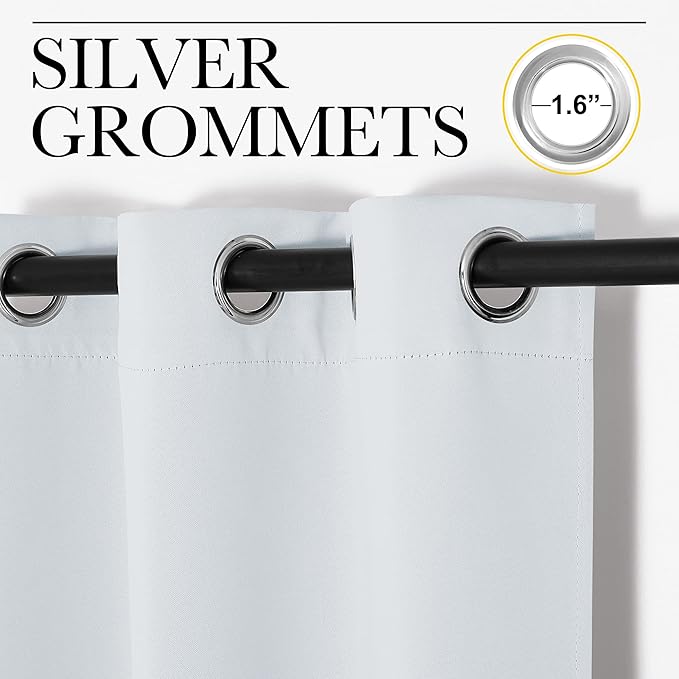 NICETOWN Room Darkening Draperies Curtains Panels, Window Treatment Thermal Insulated Grommet Room Darkening Curtains/Drapes for Bedroom (Greyish White, 2 Panels, 55 by 68)