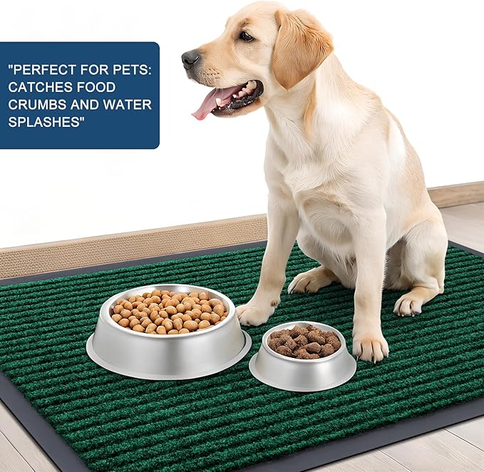 OLANLY Front Door Mat Indoor Outdoor Entrance, Waterproof Heavy Duty Doormat, Fade Resistant, Low Profile, Easy Clean Patio Porch Welcome Floor Mats for Entry, 47x17, Green