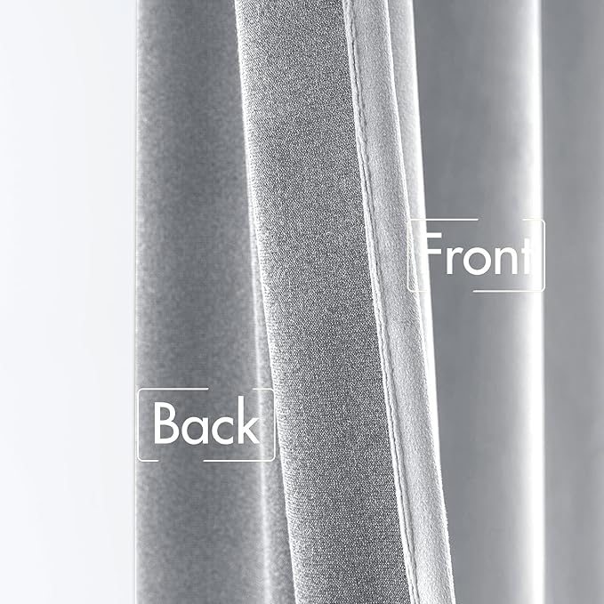 MIULEE Greyish White Velvet Curtains 84 inches 2 Panels - Luxury Blackout Curtains for Bedroom Living Room Thermal Insulated Super Soft Window Drapes Rod Pocket & Back Tab, W52 x L84 inches