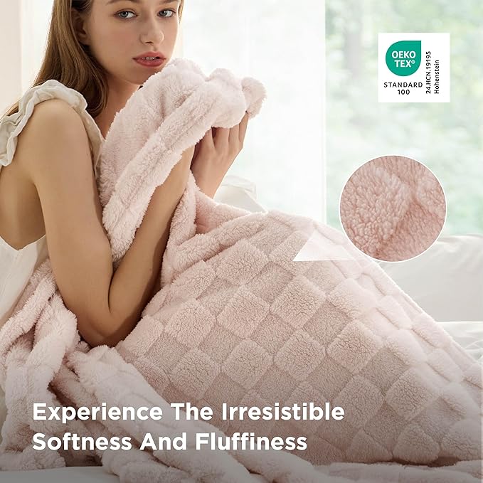 Bedsure GentleSoft Light Pink Throw Blanket for Couch - Super Soft Cozy Blankets Gifts for Kids Girls, Cute Small Fleece Throws for Bedroom Home Decor, 50x70 Inches