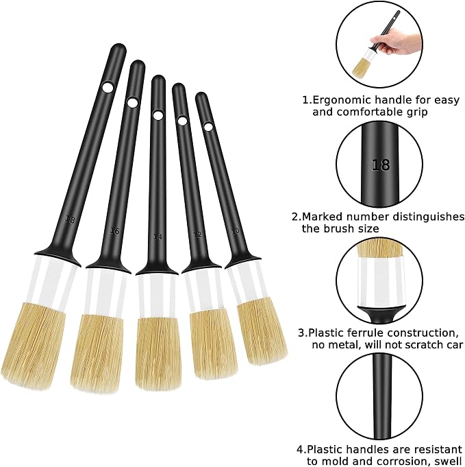 HMPLL 10pcs Car Detailing Kit, Premium Detailing Brush Set Includes 5 Soft Car - Image 2