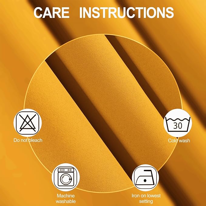 LEMOMO Yellow Blackout Curtains 42 x 54 Inch Length Set of 2 Panels Grommet Bedroom Curtains for Living Room