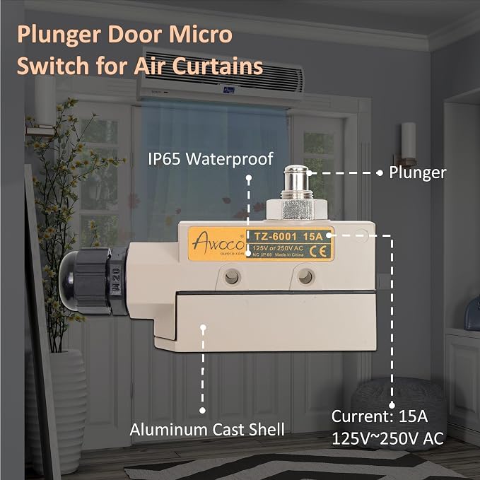 Awoco Heavy Duty Commercial Plunger Door Micro Switch - Image 2