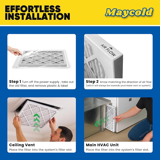 Maycold 20x25x1 MERV 8 Furnace Air Filters, Pleated HVAC AC Filter - Image 7